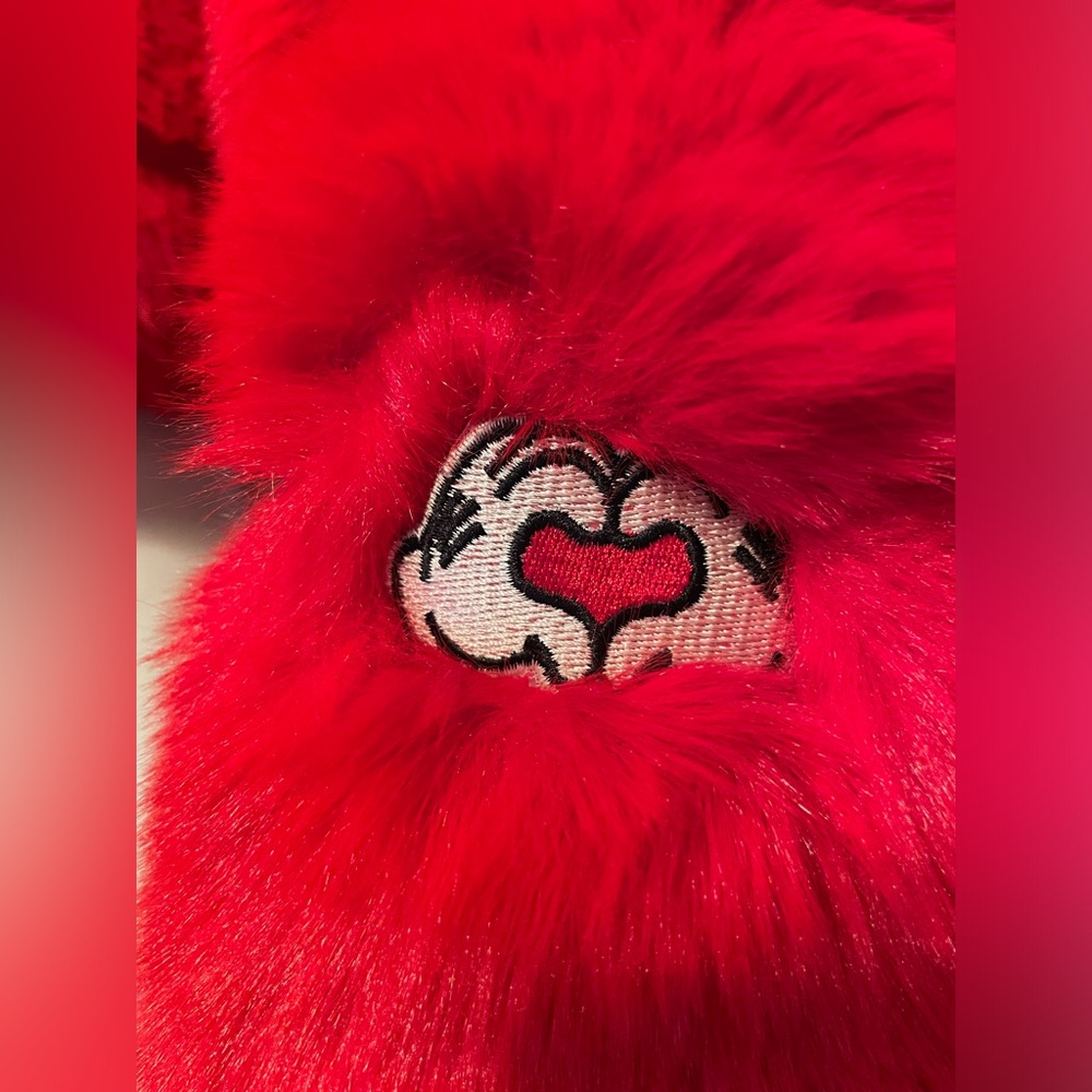 Forever 21 x Disney Mickey Mouse Faux Fur Cropped Red Hooded Puffer Jacket Small - Picture 14 of 16
